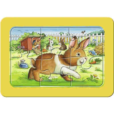 3er Set Puzzle, je 6 Teile, 21x15 cm, mit Rahmen, Meine Tierfreunde 2