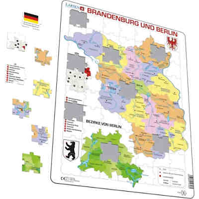 Rahmen-Puzzle, 70 Teile, 36x28 cm, Karte Brandenburg / Berlin (politisch) 2