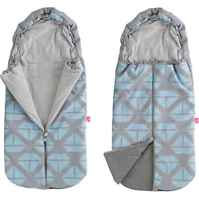 Fußsack für Kinderwagen aus Softshell mit Innenseite aus Fleece - Schiffe blau 2
