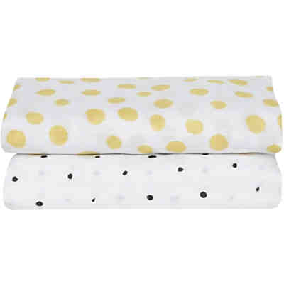 2 Stück Einschlagtücher aus Baumwolle PREMIUM 100x120cm - Öko-Tex Standard 100 - Kleckse gelb