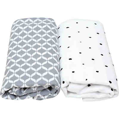 2 Stück Einschlagtücher aus Flanell-Baumwolle PREMIUM 80x120cm - Öko-Tex Standard 100 - grau classics 2