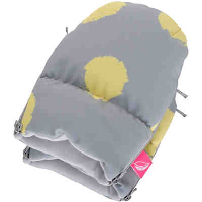 Handwärmer Muffs für Kinderwagen aus Softshell mit Innenseite aus Fleece - Kleckse gelb 2