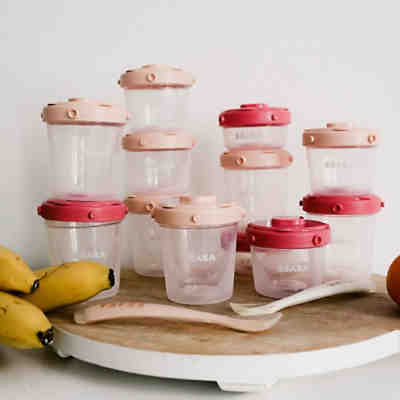 Malhzeit-Set 1. Alter - Clip-Portionsbehälter + Silikonlöffel 1. Alter - neon/rosa 2