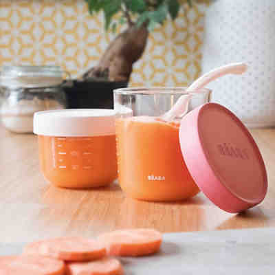 2er Set Portionsbehälter aus hochwertigem Glas (150 ml rosa / 250 ml dunkelrosa) 2