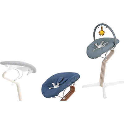 Nomi Baby white inkl. Spielbogen mit Matratze Premium Denim / gestreift