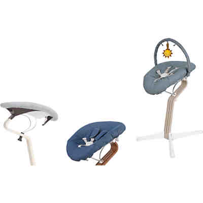 Nomi Baby coffee inkl. Spielbogen mit Matratze Premium Denim / gestreift