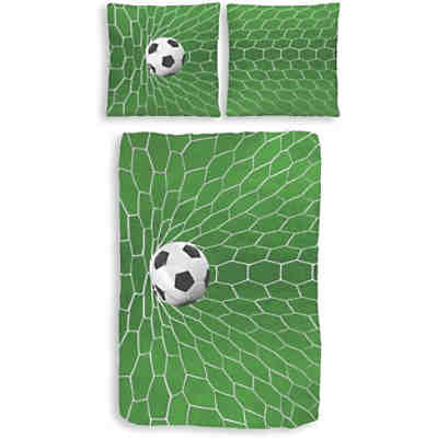 Kinderbettwäsche Fußball, Renforcé, grün, 135 x 200 cm 2