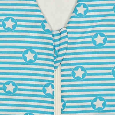 Basic Schlafsack, wattiert, stripes and stars türkis, 90 2
