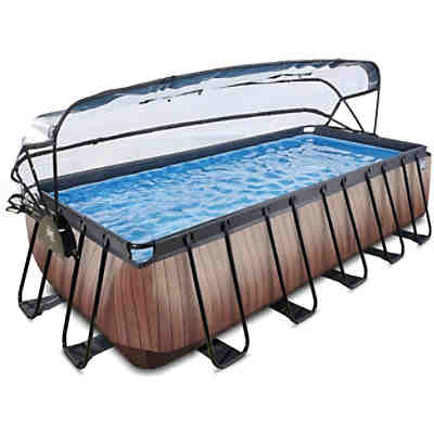 Frame Pool 5.4x2.5x1.22m (12v Sandfilter) – Holz optik + Sonnendach + Wärmepumpe 2