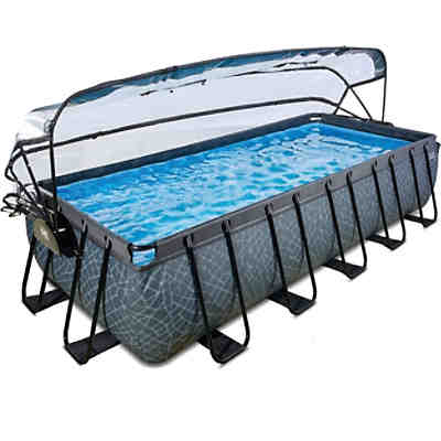Frame Pool 5.4x2.5x1m (12v Sandfilter) – Grau + Sonnendach + Wärmepumpe 2