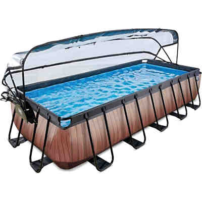 Frame Pool 5.4x2.5x1m (12v Sandfilter) – Holz optik + Sonnendach + Wärmepumpe 2