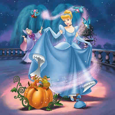 3er Set Puzzle, je 49 Teile, 21x21 cm, Schneewittchen, Arielle und Cinderella 2