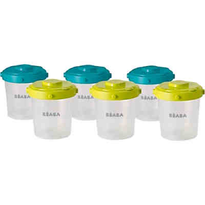 6er Set Clip-Portionsbehälter - 2. Alter/200ml (verschiedene Farben blau/neon)