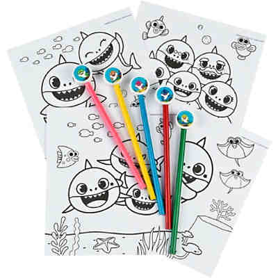 Ausmalblock Baby Shark, inkl. Buntstifte & Radierer 2