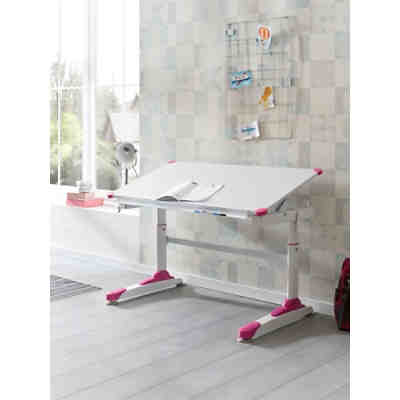 Kinderschreibtisch MDF 119x67 cm Maltisch Neigbar Höhenverstellbarer Schreibtisch, pink 2