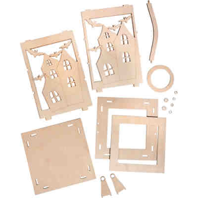 Holz-Laterne Fledermit mit Griff, natur, 15,3 x 15,3 x 26,5 cm, 15-tlg. 2