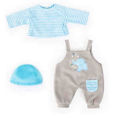 Kleider für Puppen 33-38 cm: 3-tlg. Set - Hose, Oberteil, Mütze, blau/grau 2