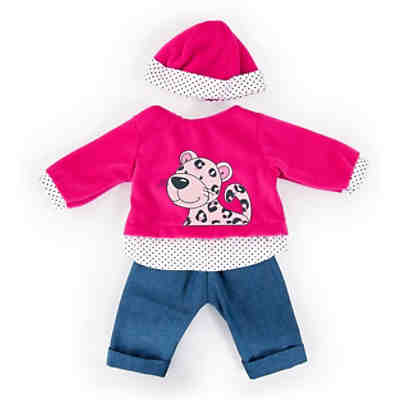 Kleider für Puppen 33-38 cm: 3-tlg. Set - Hose, Oberteil, Mütze, blau/pink 2