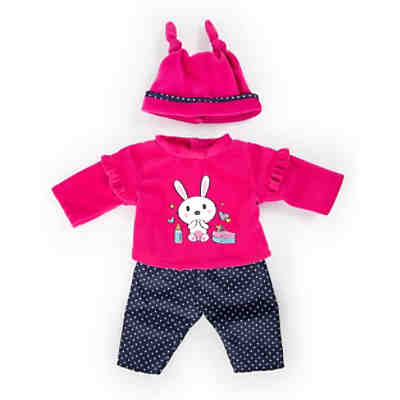 Kleider für Puppen 33-38 cm: 3-tlg. Set - Hose, Oberteil, Mütze, pink/dunkelblau 2