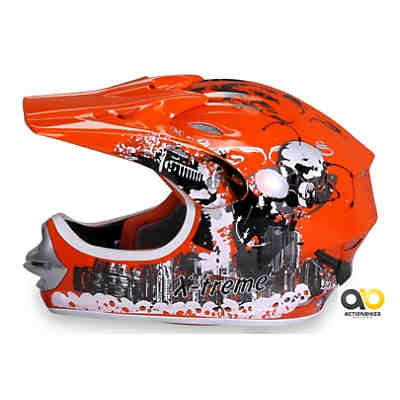 Kinder Cross Helm X-treme orange - 6 verschiedene Größen - 49-60 cm Kopfumfang - Kinnriemen 2