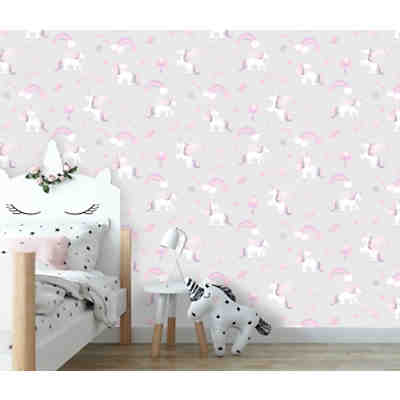Papiertapete Unicorns, Rockets and Rainbows Grey, 10 m x 53 cm 2