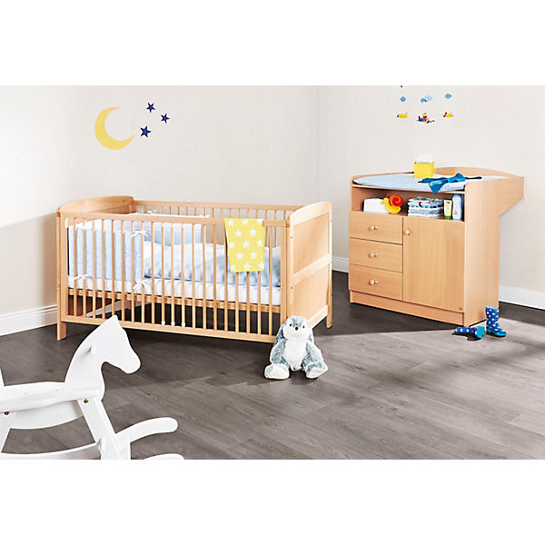 Kinderbett & Wickelkommode Sparset BJÖRN, Buche