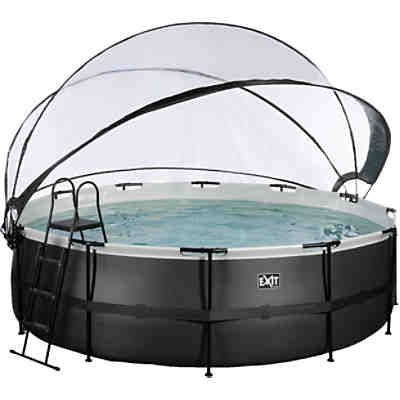 EXIT Black Leather Pool ø488x122cm mit Abdeckung und Sandfilterpumpe - schwarz