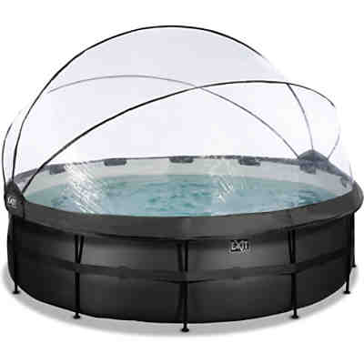 EXIT Black Leather Pool ø488x122cm mit Abdeckung und Sandfilterpumpe - schwarz 2