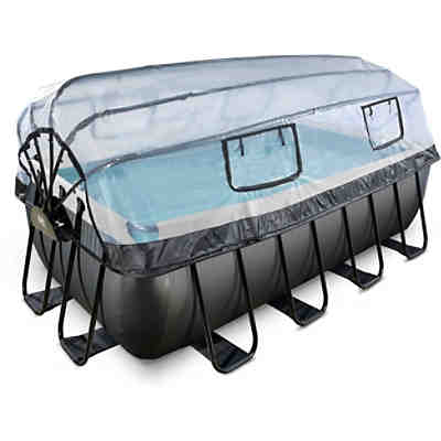 EXIT Black Leather Pool 400x200x122cm mit Abdeckung und Sandfilterpumpe - schwarz 2