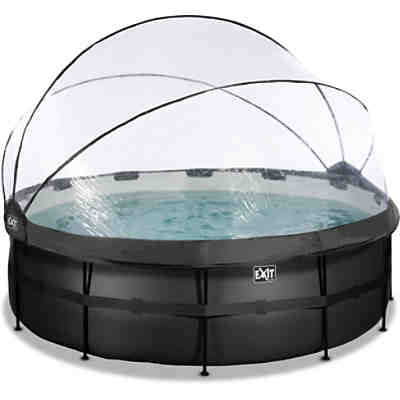 EXIT Black Leather Pool ø427x122cm mit Abdeckung und Sandfilterpumpe - schwarz 2