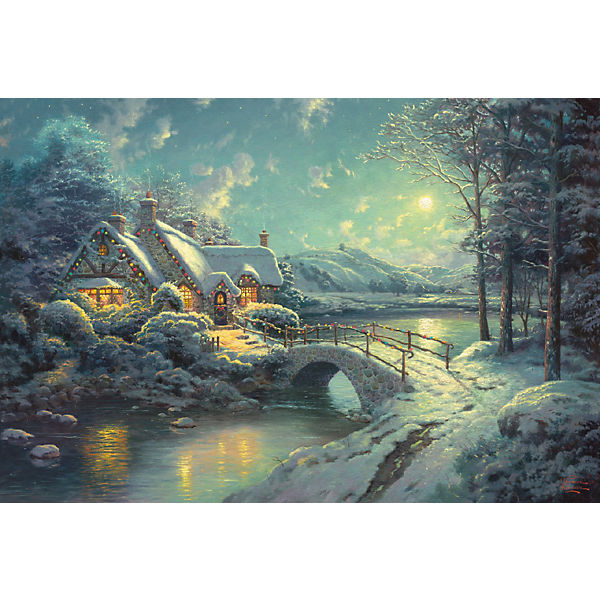 Puzzle 500 Teile Thomas Kinkade, Winterliches Mondlicht