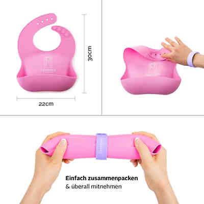 1er Set Silikon Babylätzchen mit Auffangschale und Haltegurt Kindergeschirrsets 2