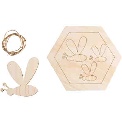 Holz Bienen m. Wabe z. Hängen,FSCMixCred, natur, 4,5-20 cm, SB-Btl. 6Stück 2