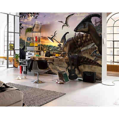 Vlies Fototapete -Parasaurolophus Herd - Größe: 450 x 280 cm (Breite x Höhe) 2
