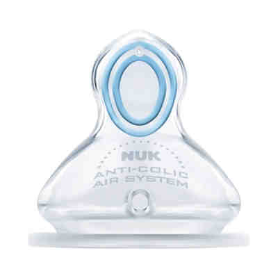 NUK First Choice+ Anti-Colic-Trinksauger Silikon, kiefergerechte NUK Form, Größe 2 (6-18 Monate) M für Milch, 2 Stück 2