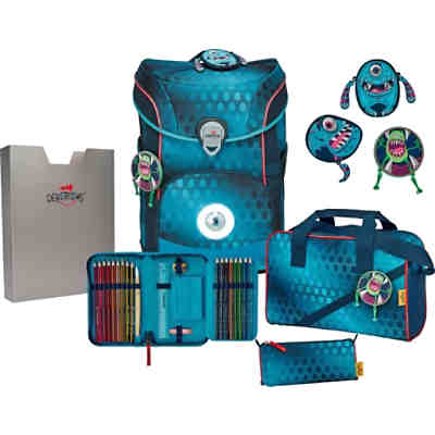 Schulrucksackset ErgoFlex EASY LED EXKLUSIV Happy Monster, 5-tlg., inkl. Buttons (2022) 2