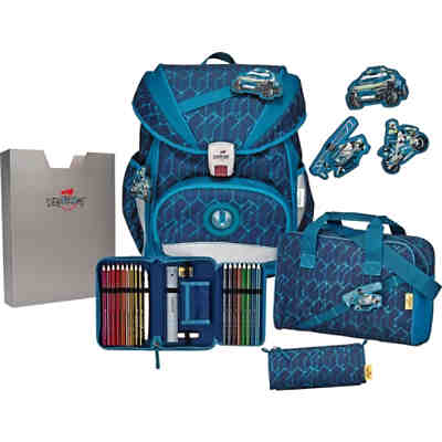 Schulrucksackset ErgoFlex SUPERLIGHT Blue Speed, 5-tlg., inkl. Buttons (2022) 2