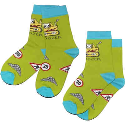 Kinder Socken 2-er Pack für Jungs "Bulldozer" mit Baumwolle Erstlingssöckchen für Jungen