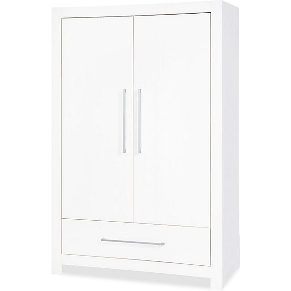 Kleiderschrank PURO, 2-türig, Fichte vollmassiv, Weiß lasiert