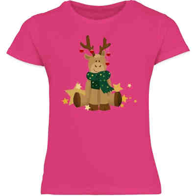 Weihnachten Kinder Geschenk Christmas - Mädchen Kinder T-Shirt - süßer Elch - T-Shirts für Mädchen