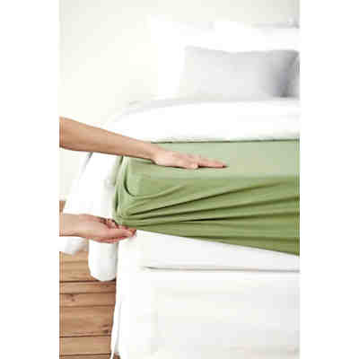 Spannbettlaken Mako Cotton Feinjersey 150x200 cm olive 2