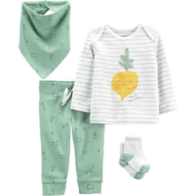 Baby Set Langarmshirt + Leggings + Dreieckstuch + Erstilingssöckchen