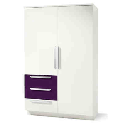 Kleiderschrank MILLA, 2-türig, Weiß/Lila Hochglanz
