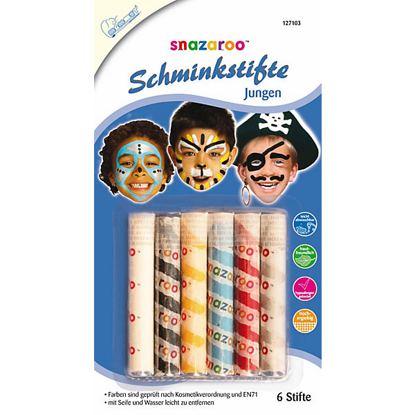 snazaroo Schminkstifte Jungen, 6 Farben