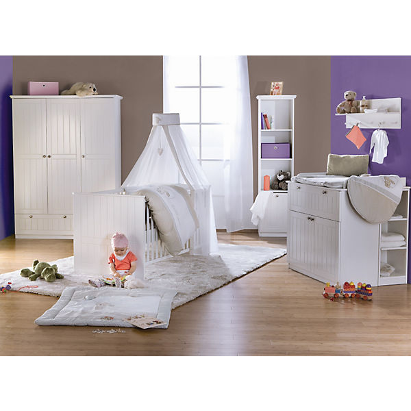 Komplett Kinderzimmer DREAMWORLD 2 groß, 3-tlg. (Kinderbett, Wickelkommode und 3-türiger Kleiderschrank), Weiß
