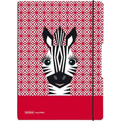 Aufgabenheft Cute Animals Zebra A6, 40 Blatt mit Verschlussgummi