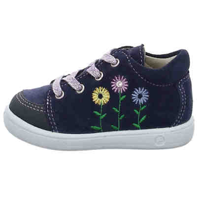 Baby Lauflernschuhe Krabbelschuhe Pepino Prisja Schnürschuh Babyschuhe Mädchen Blüten Veloursleder uni Halbschuhe 2
