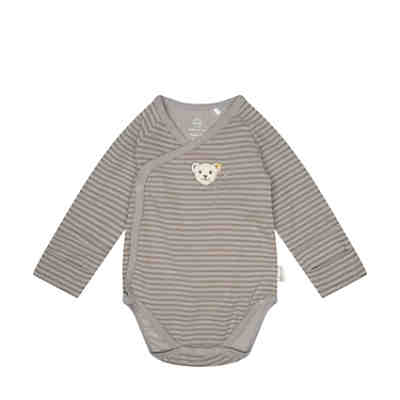Wickelbody langarm Baby Organic Half Moon mit Teddybärmotiv Wickelbodys