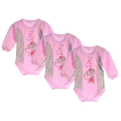 Baby Body Langarmbody 3er Set Bodys für Mädchen