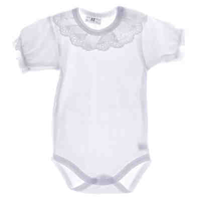 Baby Kurzarmbody Body in weiß mit Kragen festlich zur Taufe Bodys für Mädchen 2